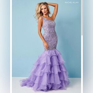 Rachel Allan Lavender One Shoulder Dress